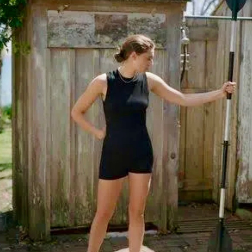 Zara Black Ribbed Unitard Romper